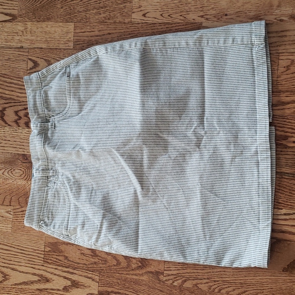 (4) FDJ French Dressing Jeans Atriped Stretch Denim Fitted Skirt Cottagecore